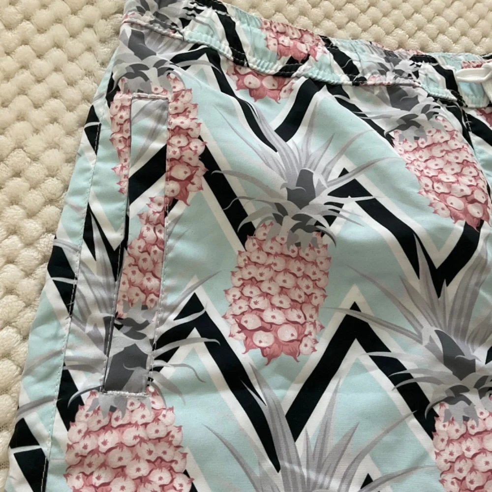 Hawaii Five-O Davin‎ Swim Shorts - Teal with Pink Pineapples - Size 2X